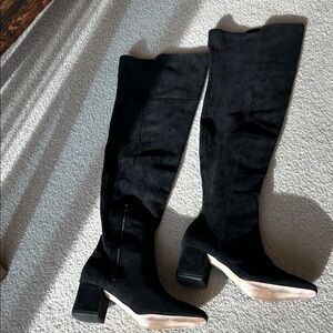 Ann Taylor Elegant Black Suede Knee-High Women's Boots